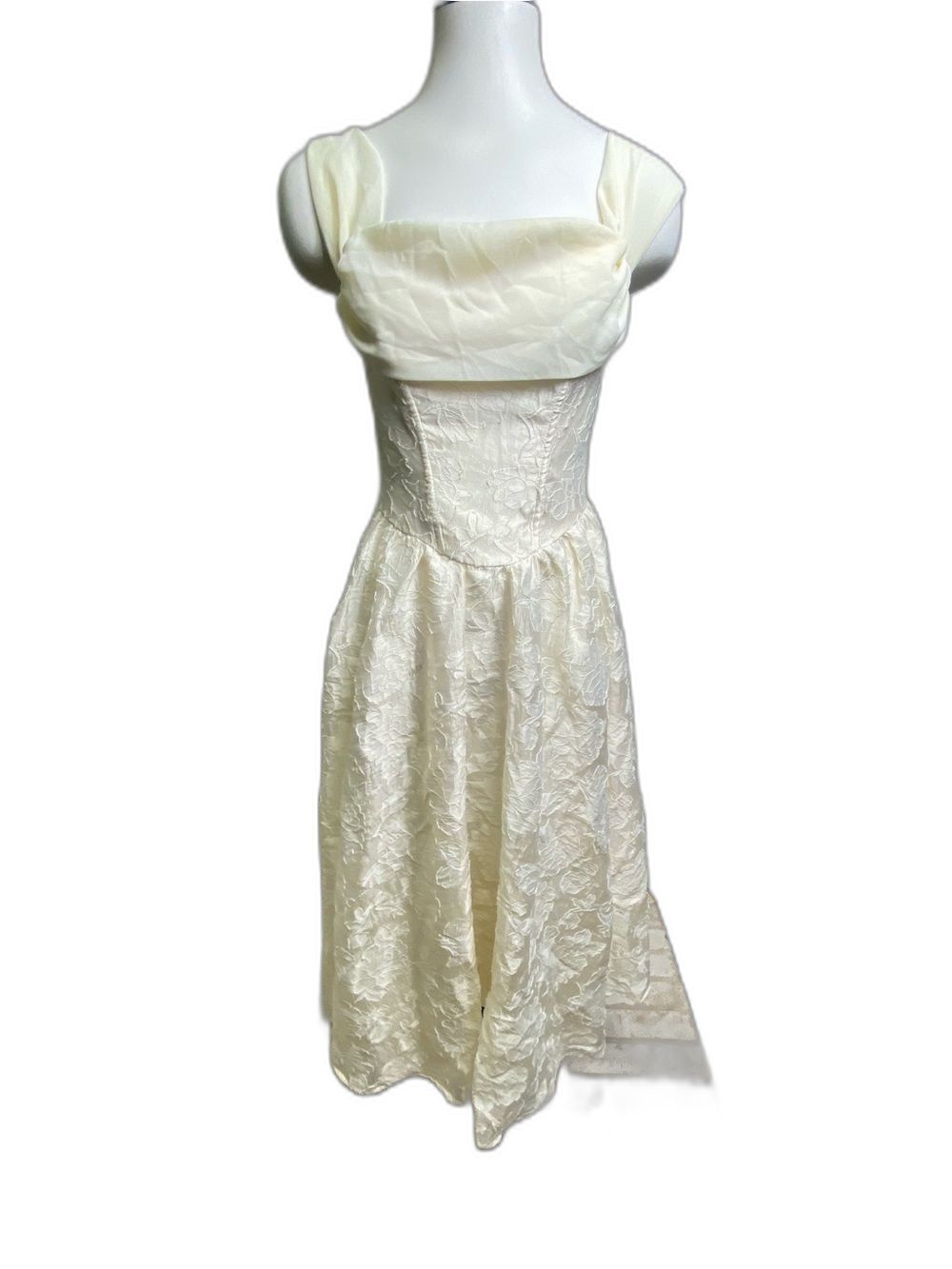 Shein Womens Cream Square-Neck A-Line Dress size M